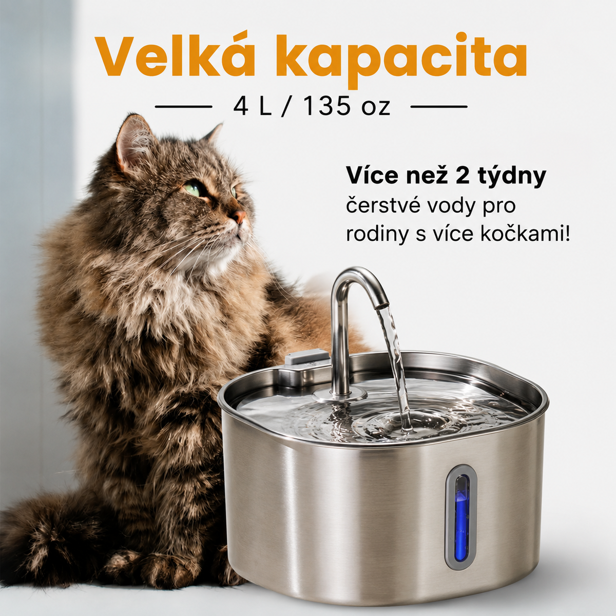 Proud vody, který kočky přirozeně zajímá